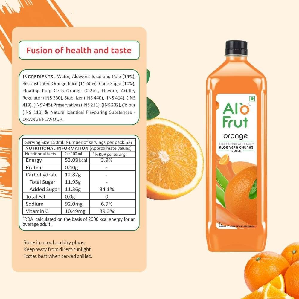 AloFrut Orange Aloe Vera Chunks & Juice - Image 3